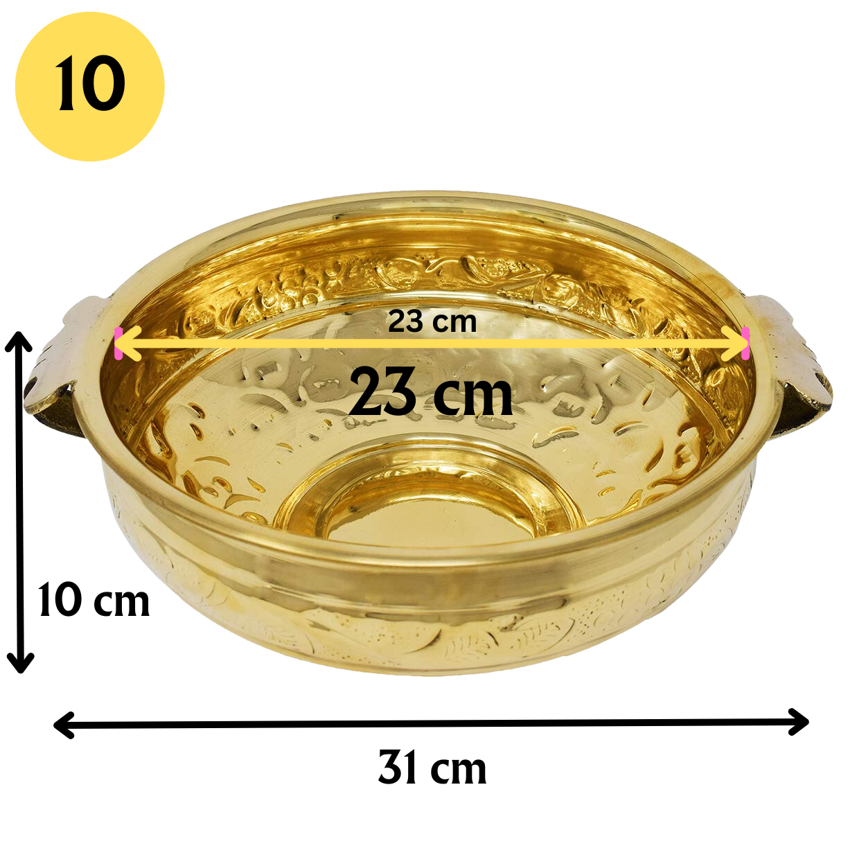 Brass Urli Bowl - Traditional Decorative Urli Bowl for Floral and Candle - Home Decor for Reception, Drawing Room, Office and Pooja Room - Premium Brass Urli from Generic - Just Rs. 950! Shop now at Surana Sons