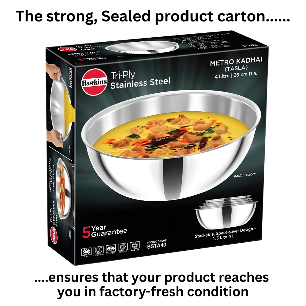 HAWKINS Induction Compatible SS Tri-ply Tasla (Kadhai)