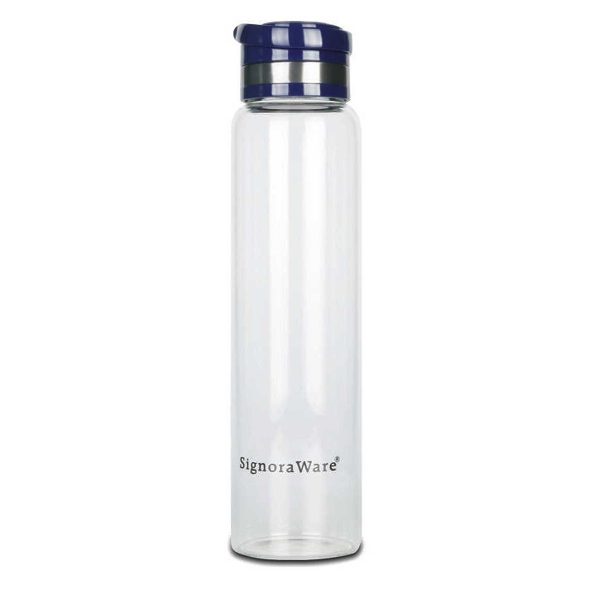 SignoraWare Starlite Borosilicate Light Weight Glass Water Bottle with Screw Cap (With Holding Ring) | Leak Proof Transparent (1 Ltr, Set of 1, Clear) - Premium Glass Bottle from Signoraware - Just Rs. 399! Shop now at Surana Sons