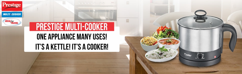 Prestige PMC 1.0 Plus MultiCooker 600 Watt, Glass Lid, 1 Ltr (Silver, Black) - Premium Multi Cooker from Prestige - Just Rs. 1376! Shop now at Surana Sons