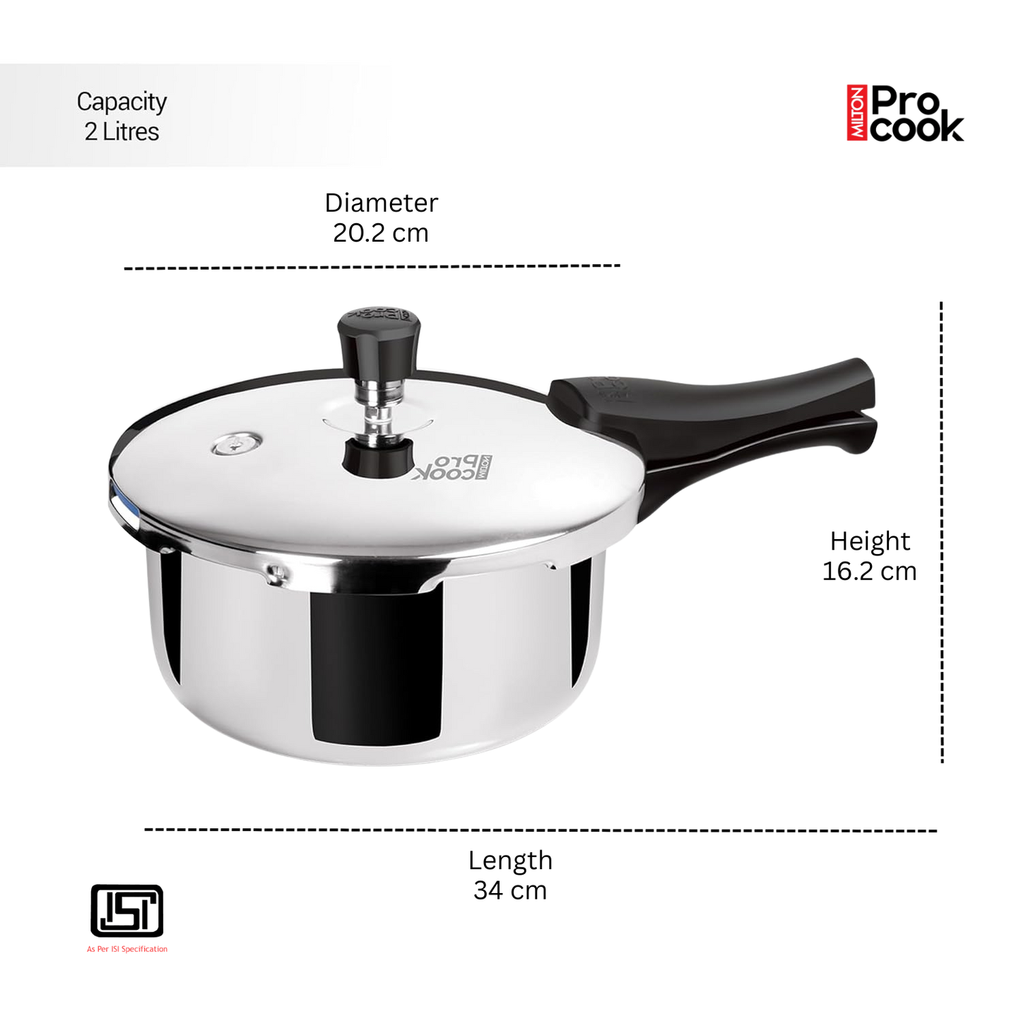 MILTON PROCOOK Triply Stainless Steel Pressure Cooker Outer Lid | ISI