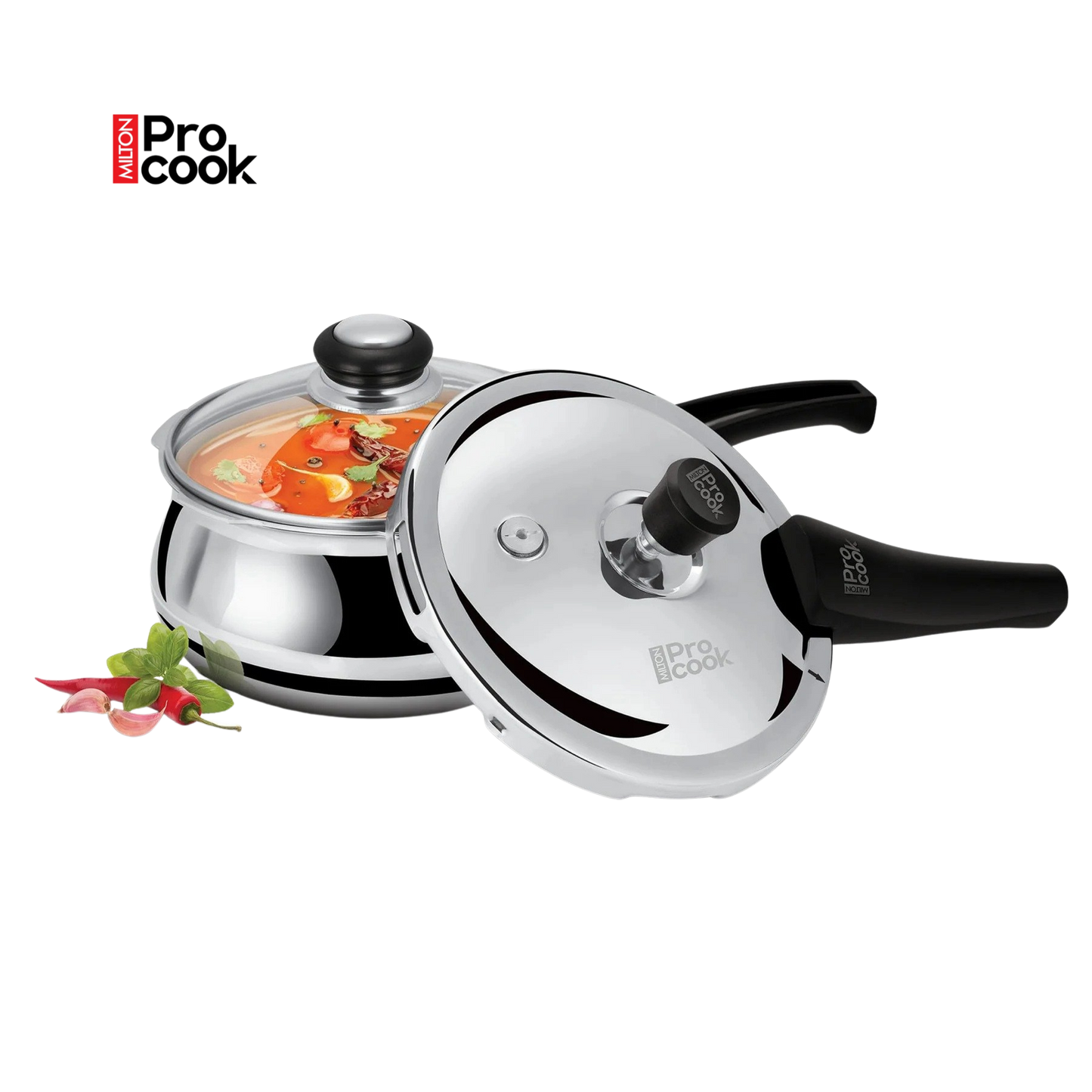 PROCOOK BY MILTON Triply Pressure Cooker Outer Lid Curve | Additional Glass Lid
