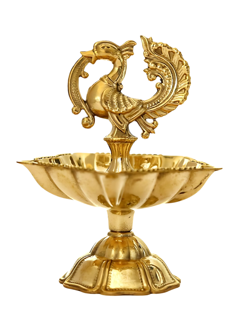 Brass Peacock Design Diya