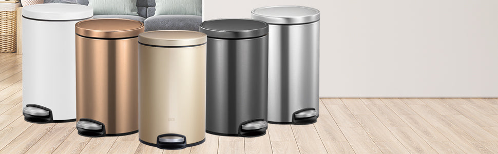 OBSESSIONS EKO Soft-Close Trash Can – 5L Stainless Steel Pedal Bin with Lid & Liner, Elegant Bronze Copper | Home & Kitchen