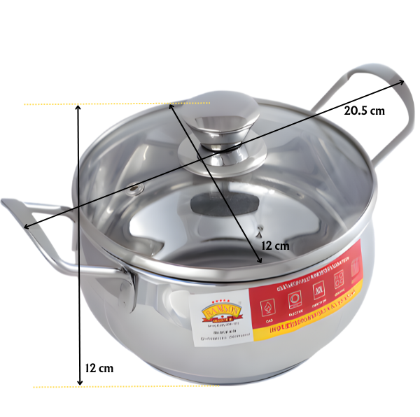 RAMSON Carnival Induction Premium Handi | Gas & Induction Compatible | With Glass Lid | Mirror Polish | 12 cm