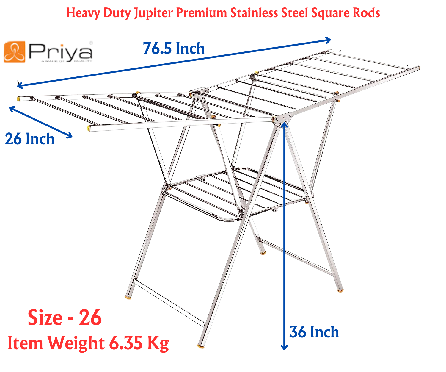 Priya Jupiter Heavy Duty Rust-Free Stainless Steel Foldable