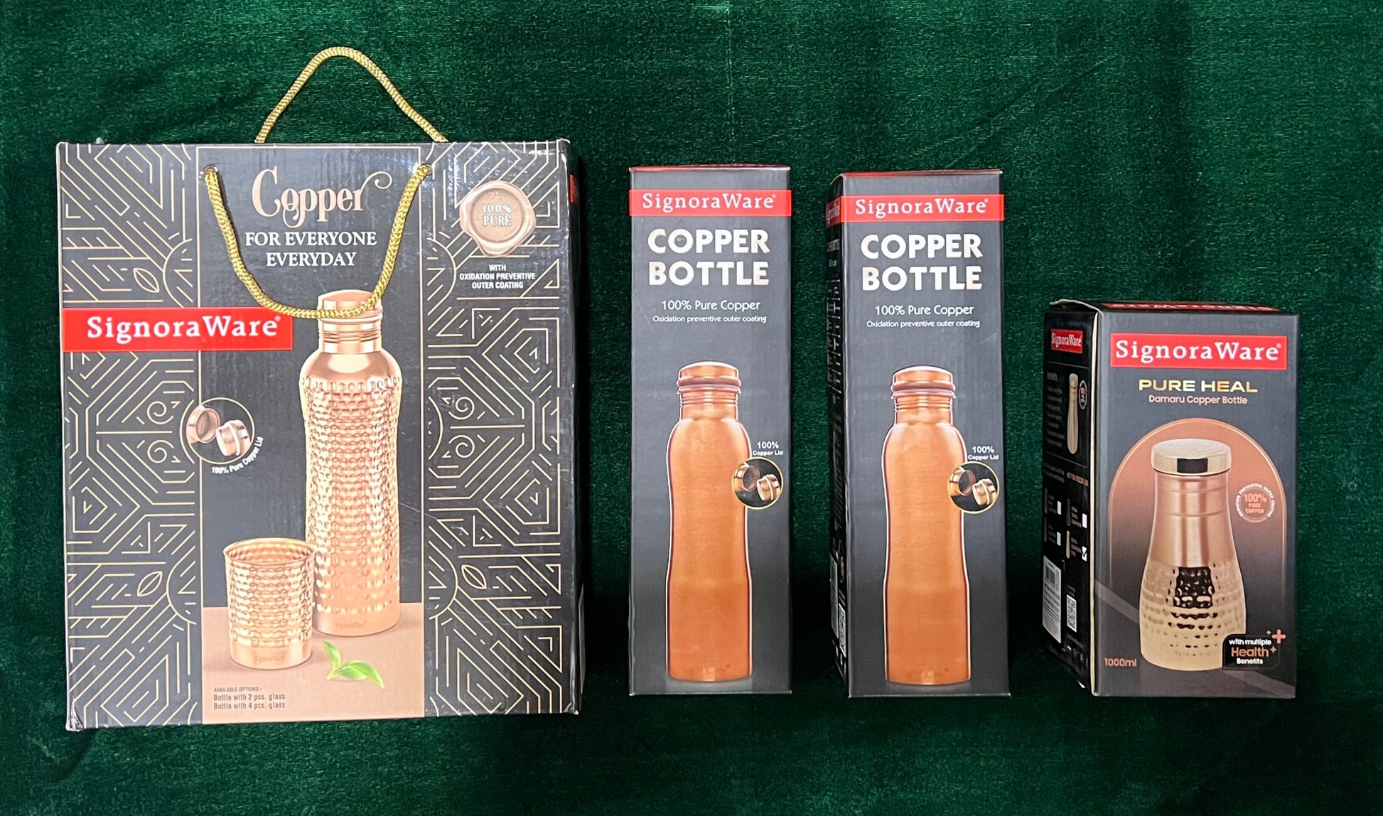 Signoraware Copper Bottle 900 ML | Pure Copper | Oxidation Preventive Outer Coating | Home & Office | Gift Box - Premium copper water bottles from Signoraware - Just Rs. 1008! Shop now at Surana Sons