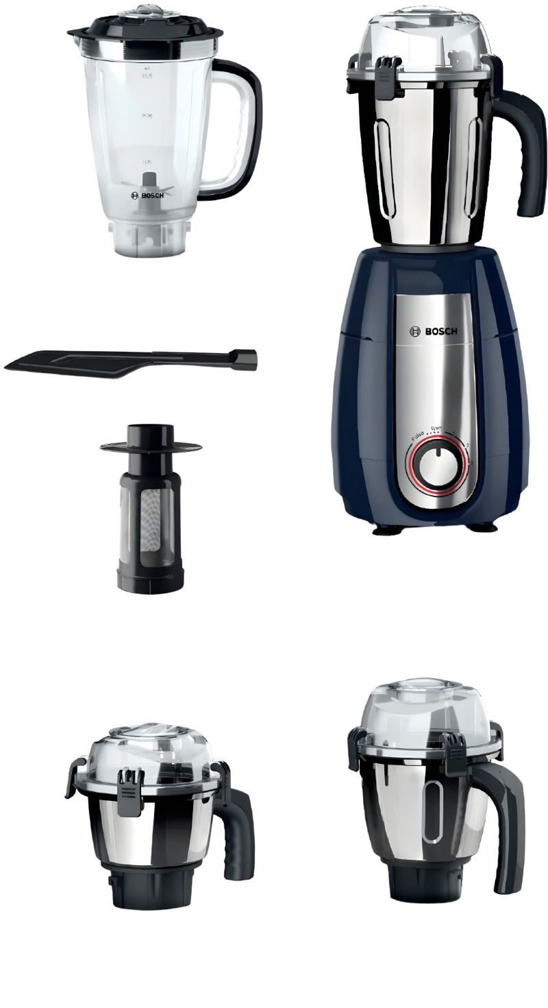 BOSCH Mixer Grinder TrueMixx Pro 1000 W Blue, MGM8842DIN | 4 Jar