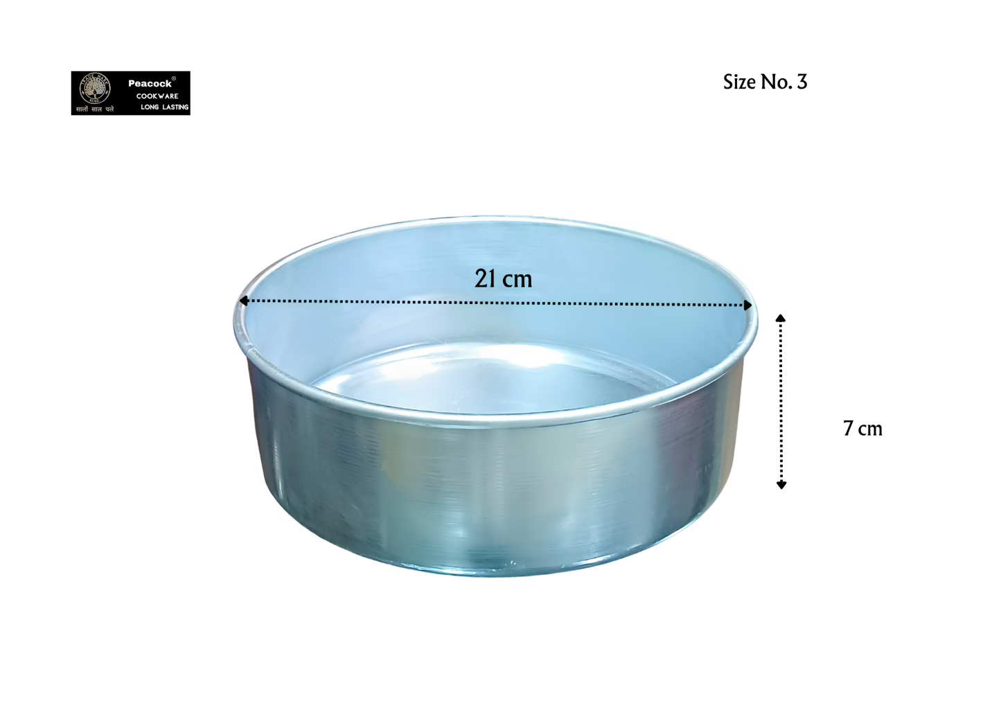 PEACOCK Aluminium Round Cake Mould | Cake Pot | For Ovens, OTG, Microwave (Convection Mode Only) | Strong & Premium Quality | Silver