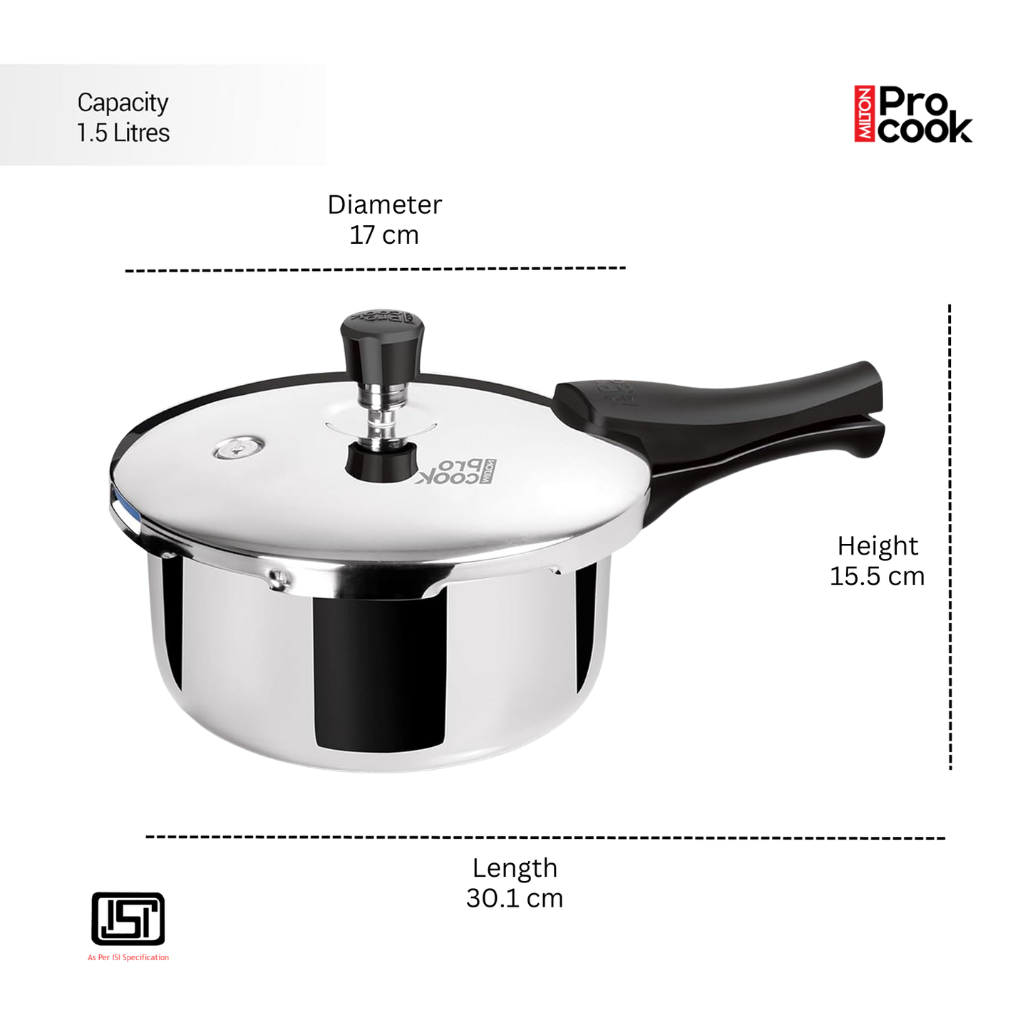 MILTON PROCOOK Triply Stainless Steel Pressure Cooker Outer Lid | ISI