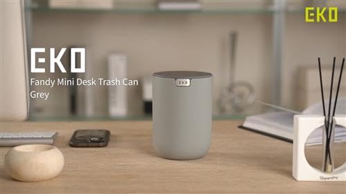 OBSSESSIONS Fandy Mini Desk Trash Can with Swing-Top Lid 1.5 Ltr | Round | For Office, Home, Car
