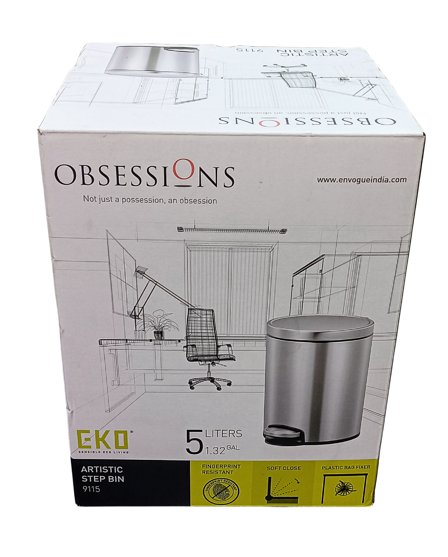 OBSESSIONS EKO Soft-Close Trash Can – 5L Stainless Steel Pedal Bin with Lid & Liner, Elegant Bronze Copper | Home & Kitchen