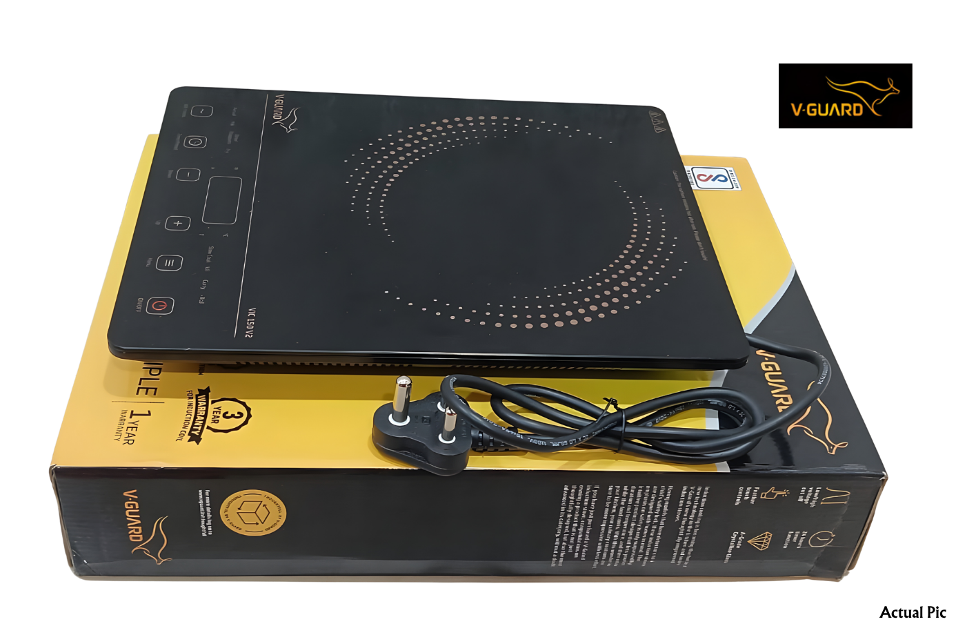 V-GUARD Induction Cooktop VIC 150 V2 | 2000 Watt | 1 Year General Warranty and 3 Year Warranty for Induction Coil