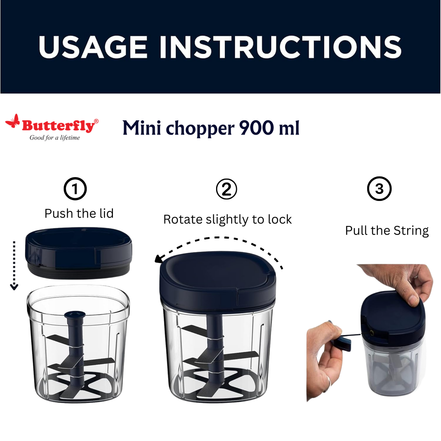 BUTTERFLY Premium chopper | Manual | Handy & easy to Use