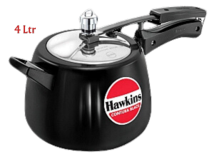 Hawkins Contura Black Hard Anodized Pressure Cooker Stainless Steel Inner Lid 4 Ltr