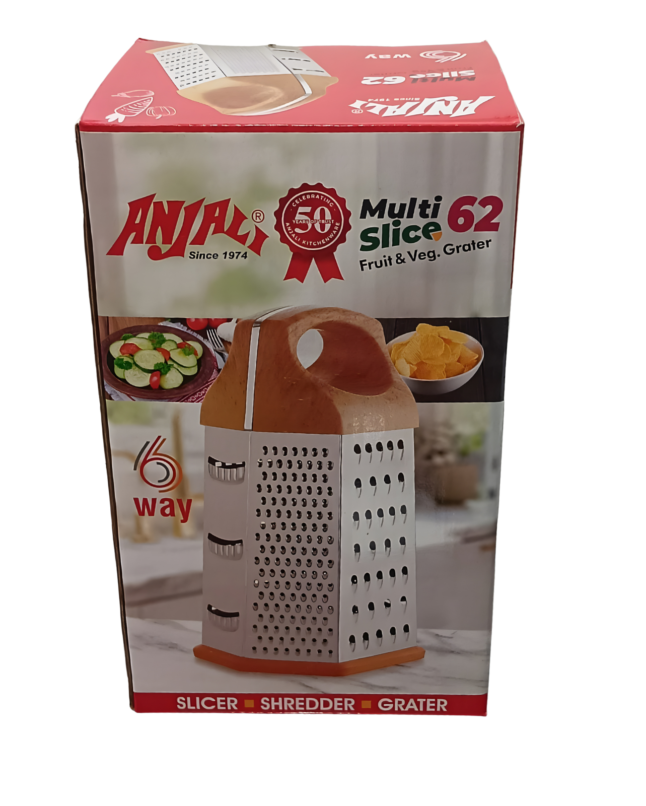 ANJALI Chefline Multi Slicer 62 | Fruit & vegetable Grater | 6 Way | Slicer, Shredder, Grater, Jali Slice