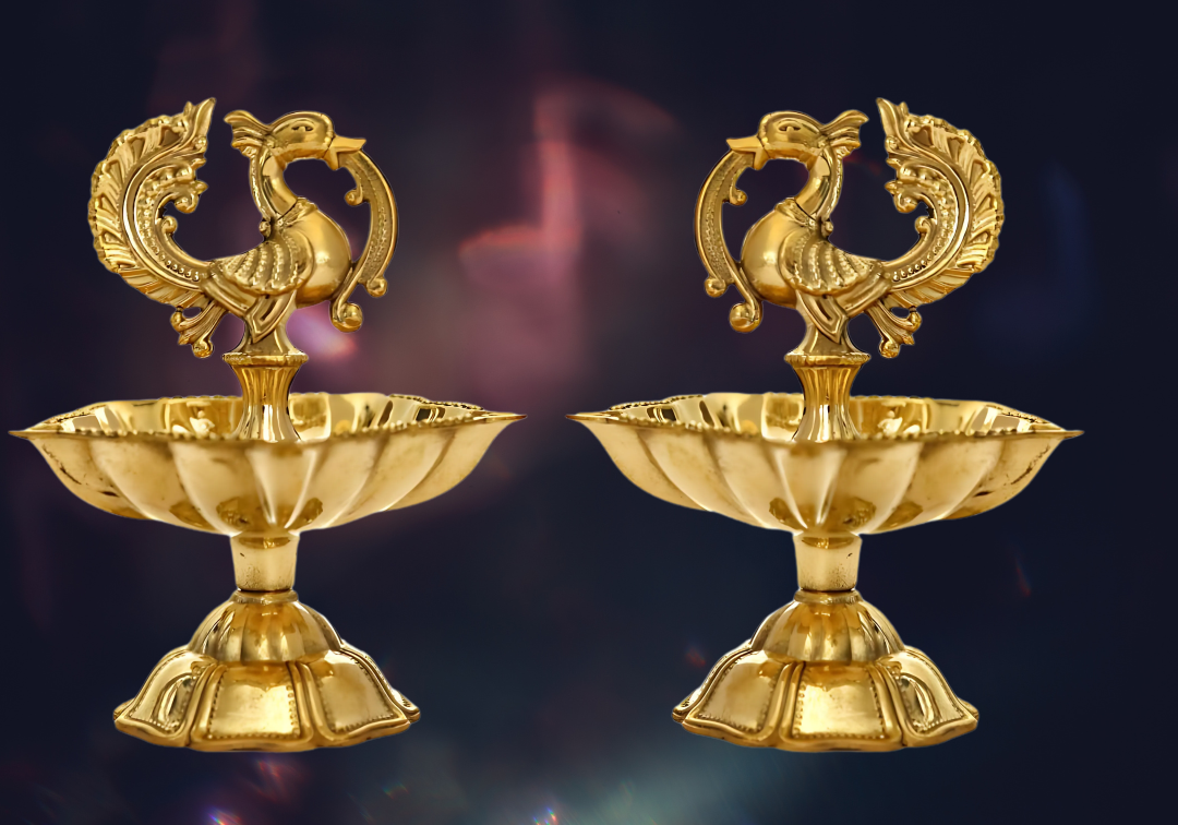 Brass Peacock Design Diya