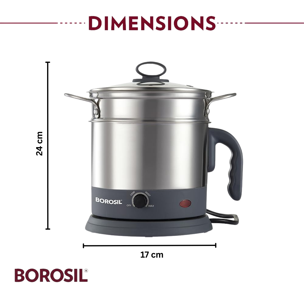 BOROSIL Quick Multipurpose Electric Kettle, 1.3 Ltr