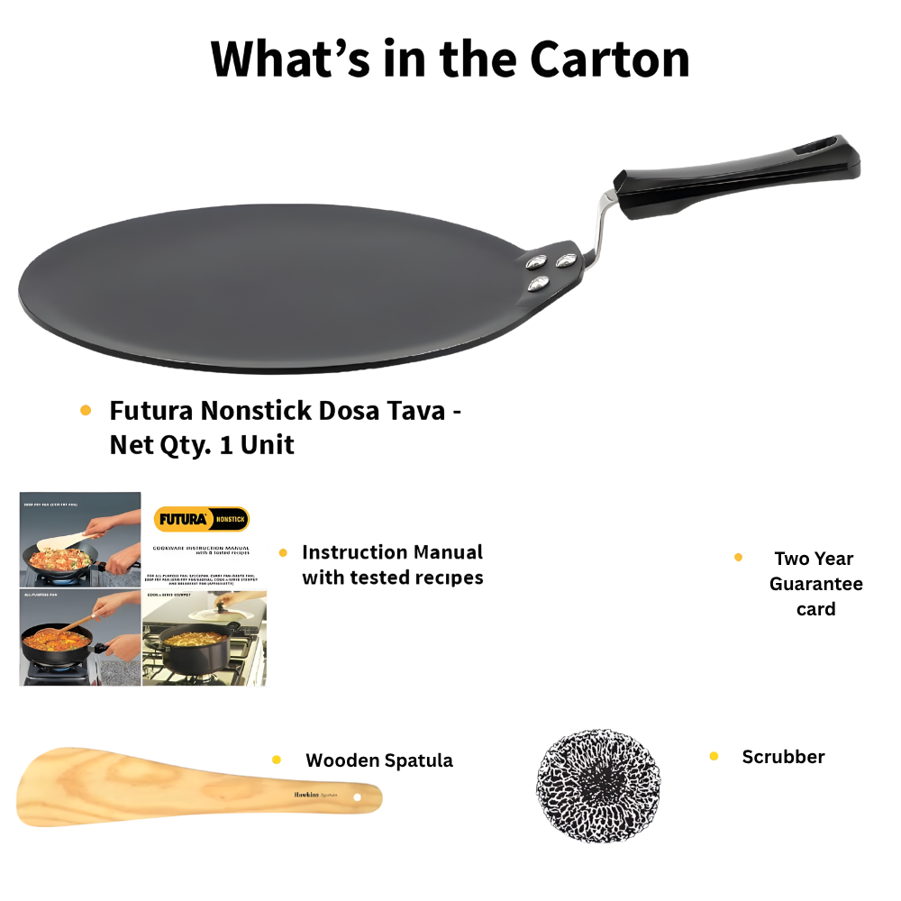 FUTURA Hawkins 30 cm Dosa Tava, Non Stick Dosa Tawa, Induction Compatible, (INDT30)