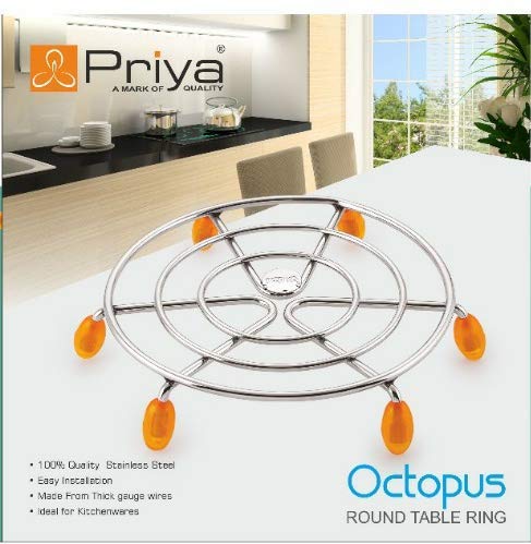 PRIYA Heavy Stainless Steel Premium Mirror Polish Hot Pot Stand | Strong & Durable | Set of 2
