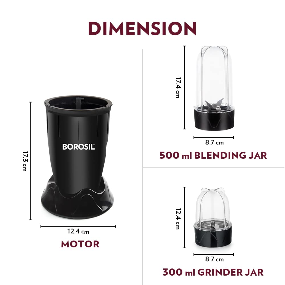 Borosil NutriFresh Portable Mini-Blender & Grinder,For Blending Smoothies & Chutneys, Dry Grinding Spices, Black, 400 W - Premium Nutriblend Blenders from borosil - Just Rs. 2573! Shop now at Surana Sons