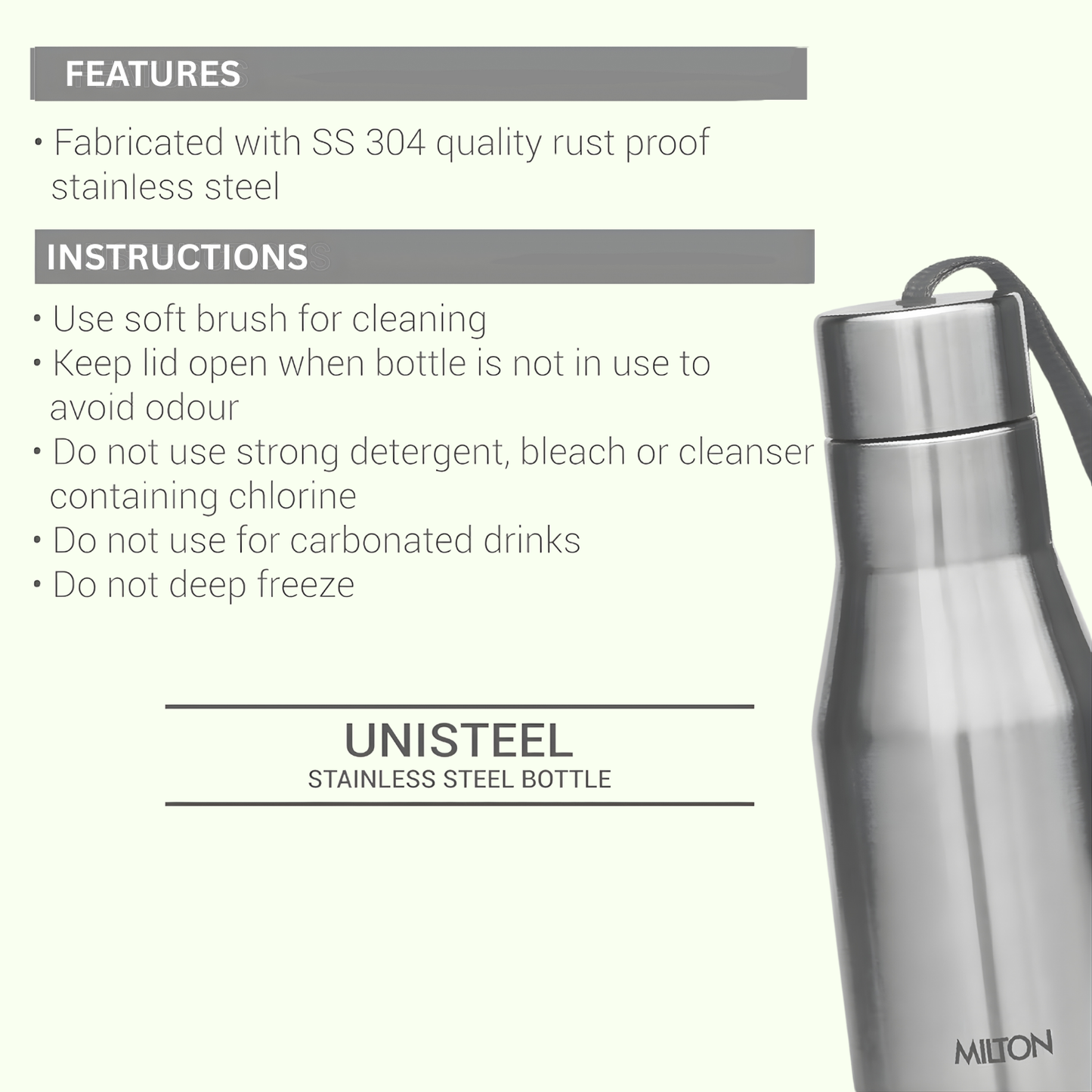 MILTON Super 1000 Single Wall Stainless Steel Bottle, Set of 3, 1000 ml Each, Silver | 100% Leak Proof | Fridge | Office Bottle | Gym Bottle | Home | Kitchen | Hiking | Trekking I Travel