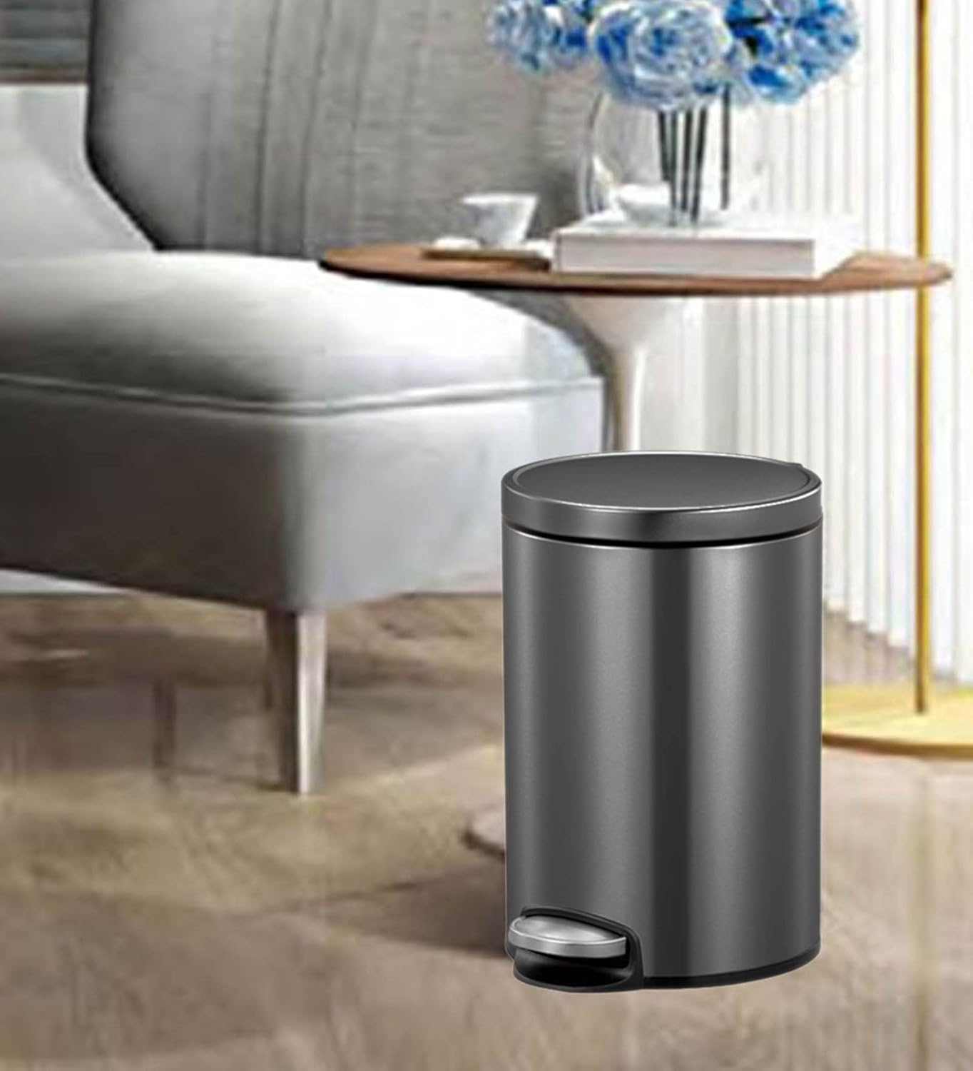 OBSESSIONS EKO Soft-Close Trash Can – 5L Stainless Steel Pedal Bin with Lid & Liner, Elegant Bronze Copper | Home & Kitchen