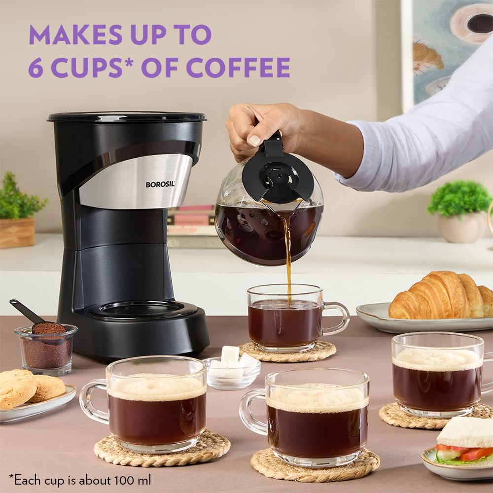 BOROSIL Brew Pro Drip Coffee Maker with Borosilicate Glass Carafe, 550 Watt - Premium Coffee Maker from Borosil - Just Rs. 1899! Shop now at Surana Sons