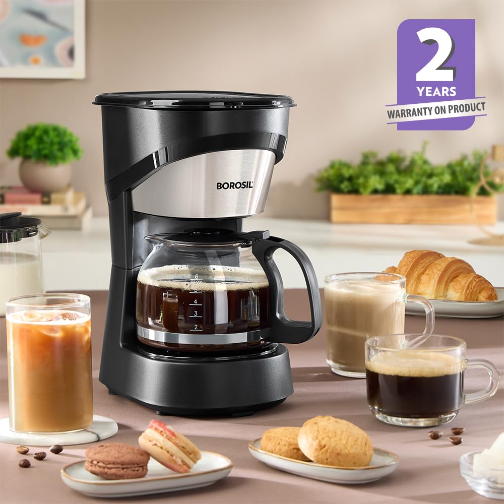BOROSIL Brew Pro Drip Coffee Maker with Borosilicate Glass Carafe, 550 Watt - Premium Coffee Maker from Borosil - Just Rs. 1899! Shop now at Surana Sons