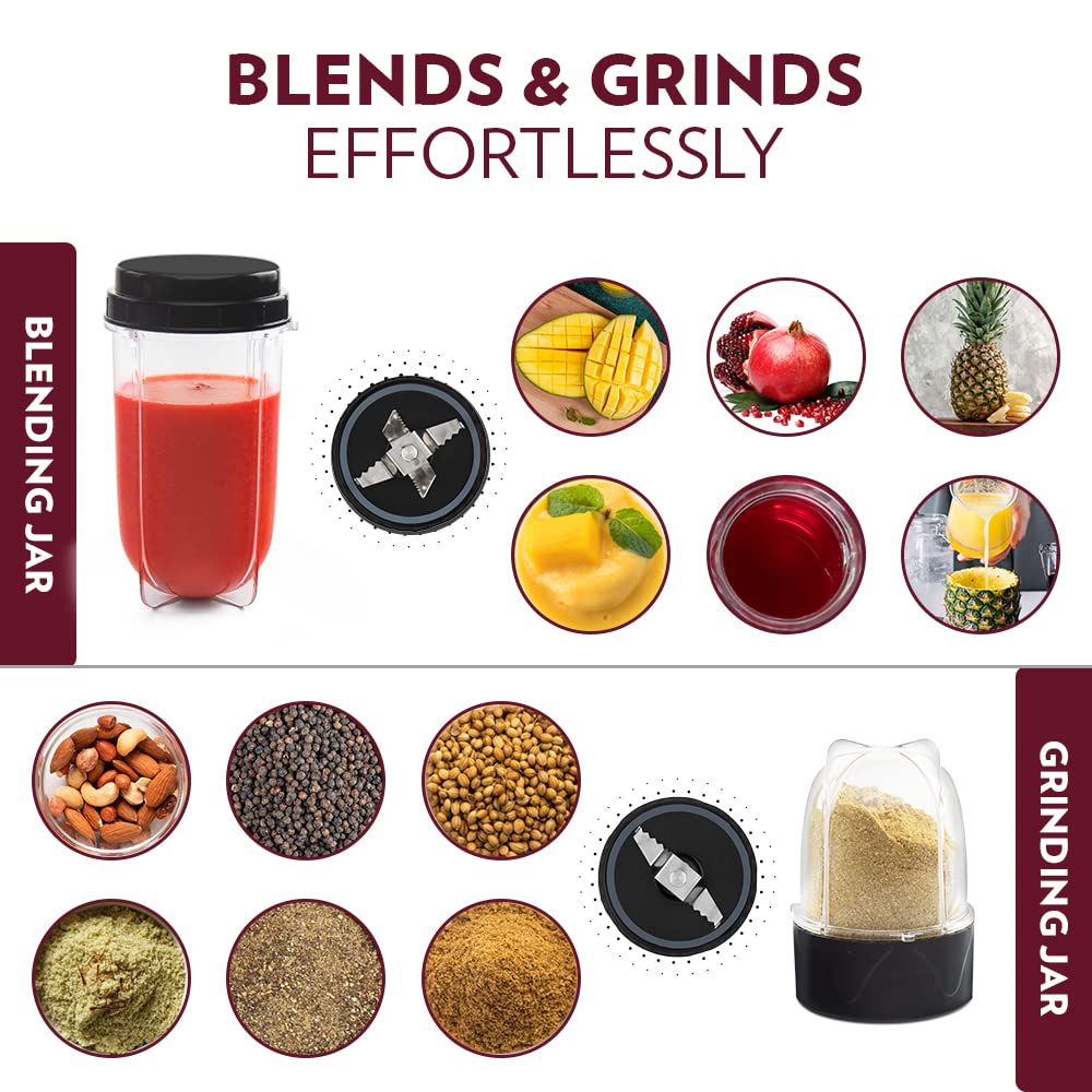 Borosil NutriFresh Portable Mini-Blender & Grinder,For Blending Smoothies & Chutneys, Dry Grinding Spices, Black, 400 W - Premium Nutriblend Blenders from borosil - Just Rs. 2573! Shop now at Surana Sons