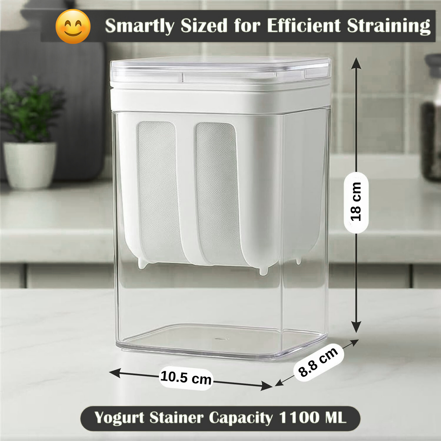 Yoghurt & Curd Filter | Perfect for Homemade Yogurt/Whey Separator/Curd/Cheese | 1100 ML