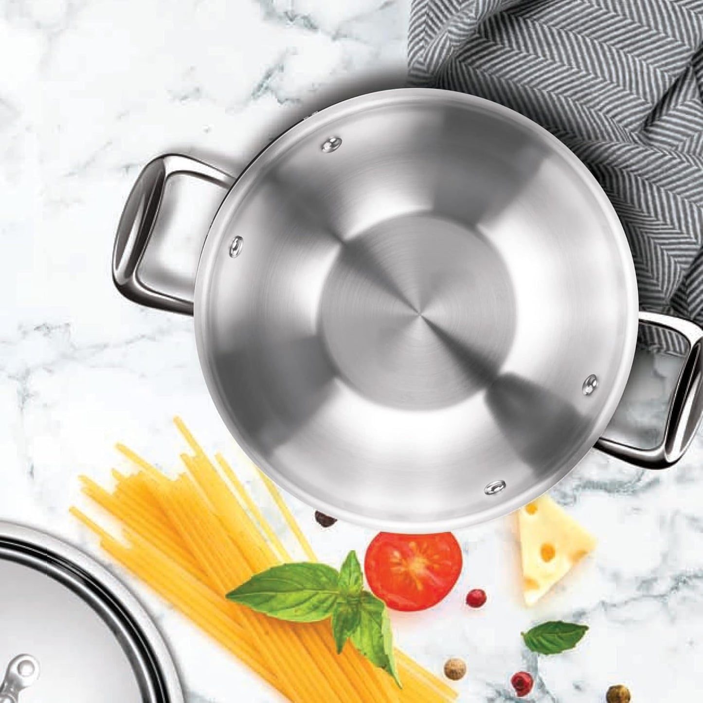 PROCOOK BY MILTON Triply Stainless Steel Kadhai with SS Lid | Induction & Gas Stove Compatible