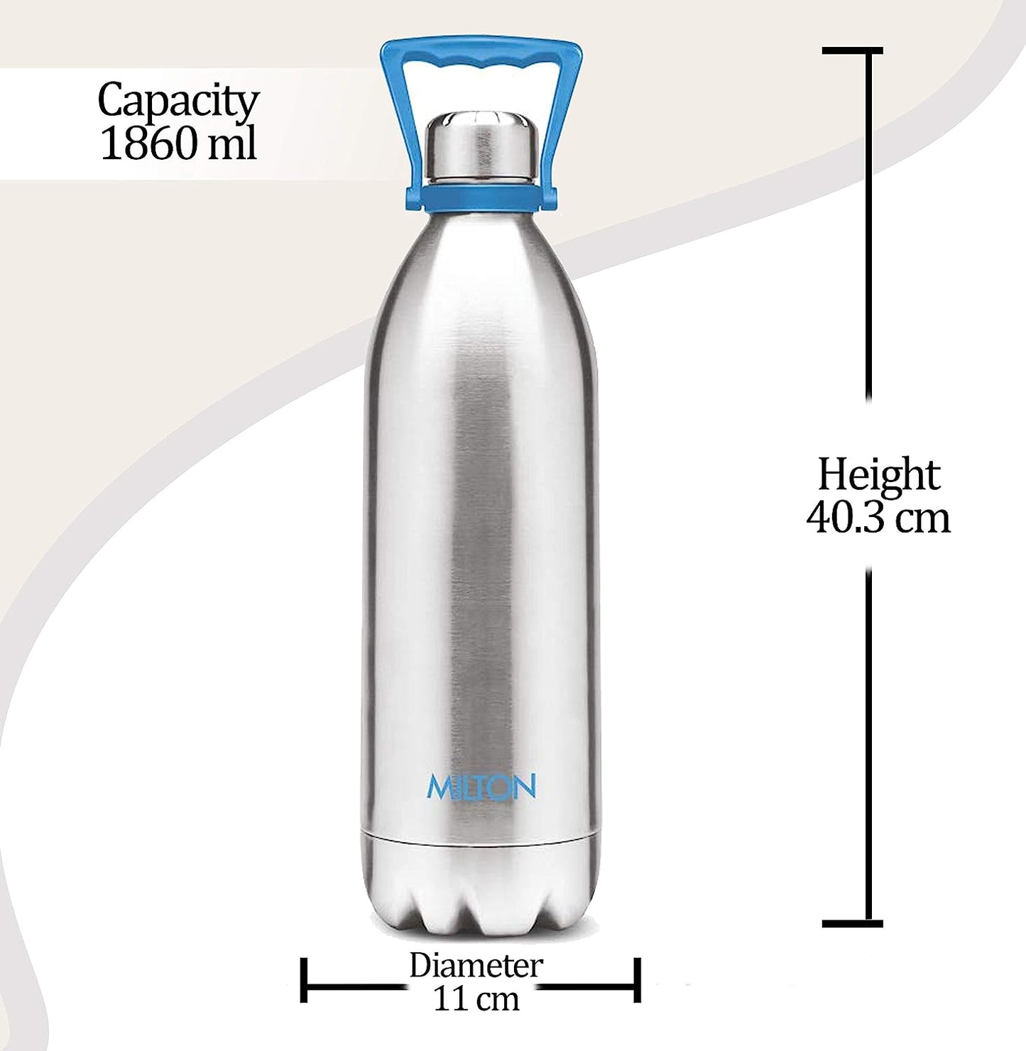 Milton Duo 2000 (1860 ML) Thermosteel 24 Hours Hot and Cold Water Bottle with Handle, 1 Piece, 1.86 Litres, Silver | Leak Proof | - Premium Hot & Cold Steel Vacuum Bottles from Milton - Just Rs. 1720! Shop now at Surana Sons