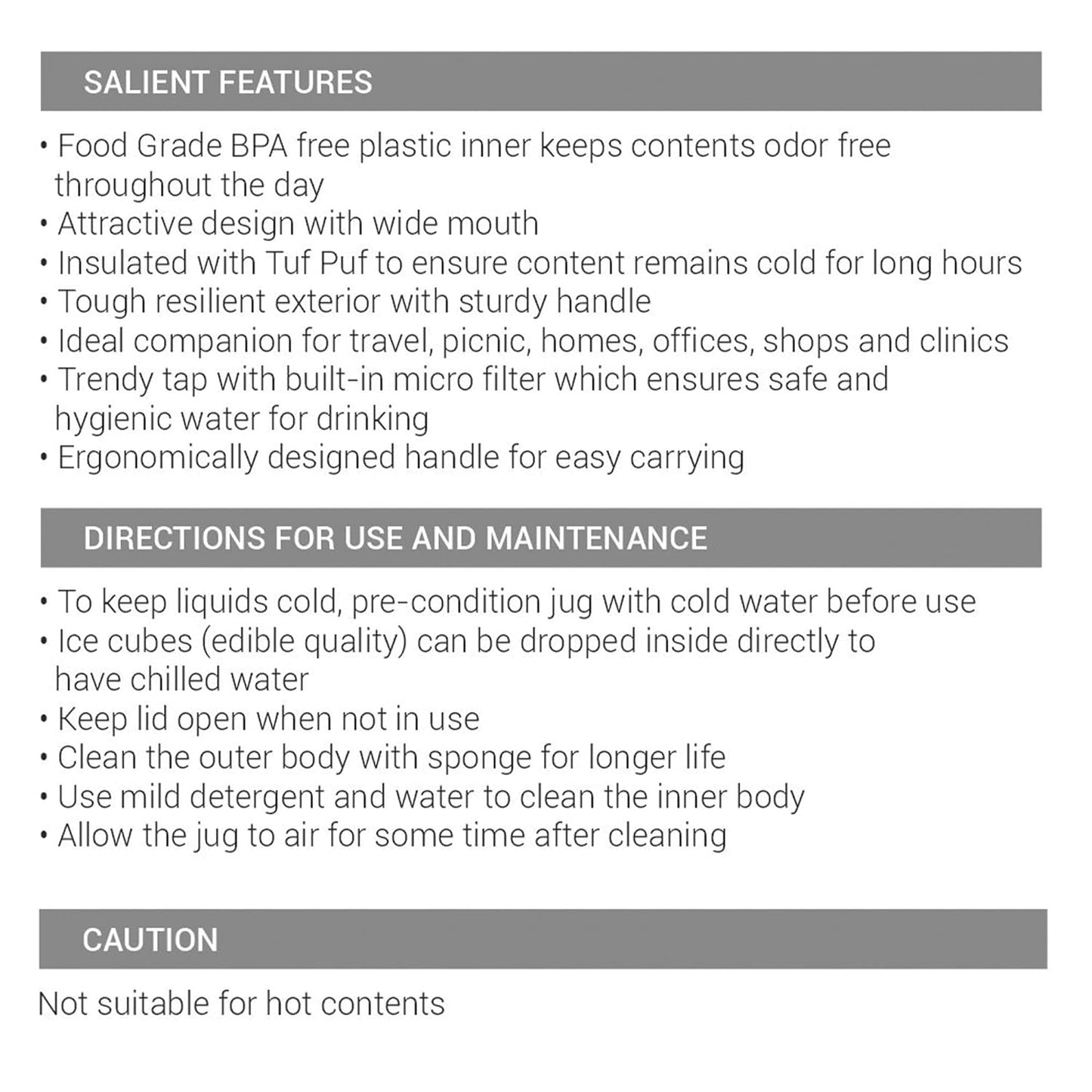 MILTON Kool Pristine Insulated Plastic Water Jug | Food Grade | Easy to Carry | BPA Free - Premium Water Jugs from Milton - Just Rs. 1092! Shop now at Surana Sons