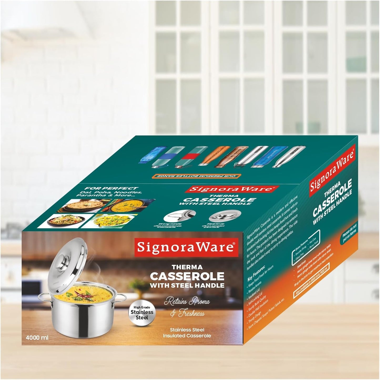 SignoraWare Hot Delight/Therma Double Wall Stainless Steel Belly Shape/Straight Wall Casserole | Mirror Polish - Premium SS Casserole from Signoraware - Just Rs. 576! Shop now at Surana Sons