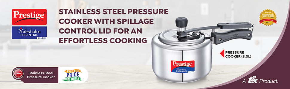 Prestige Nakshatra Essential Svachh Stainless Steel Pressure Cooker, Triply Bottom - Premium SS pressure cooker from prestige - Just Rs. 1985! Shop now at Surana Sons
