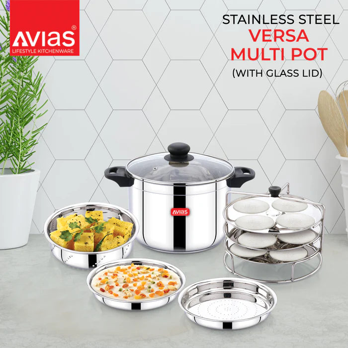 AVIAS Versa Multi-Pot | Multi Kadhai with Glass Lid | 5.6 Ltr