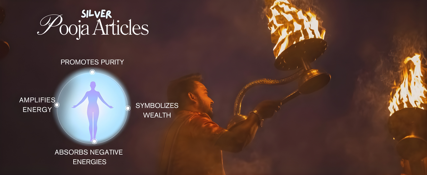 SILVERGLOW Arpan Pooja Set | Silver Plated Puja Thali Set | Festival Ethnic Puja Aarti set | Diwali, Office, Mandir, Wedding/Return Gift Item of 9 Pieces