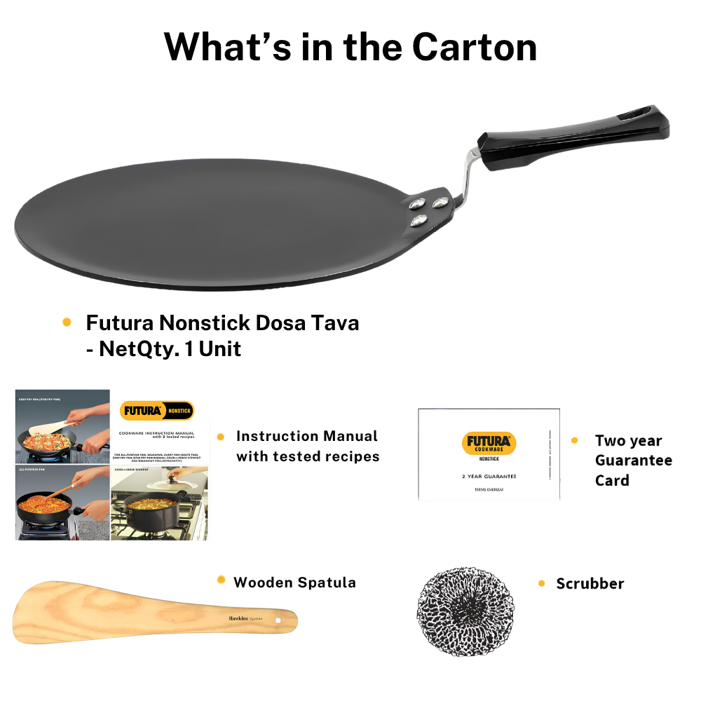 FUTURA Hawkins 28 cm Dosa Tava, Non Stick Flat Dosa Tawa, Gas, Induction Cooktop Compatible, (INDT28)