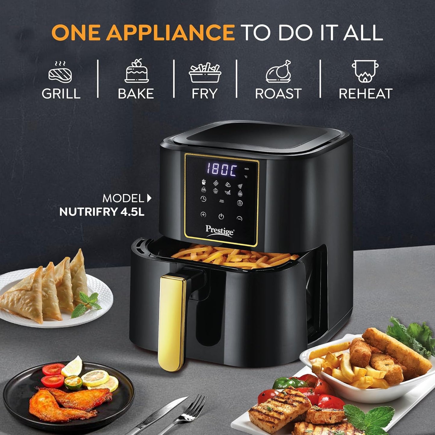 Prestige Nutrifry Electric Digital Air Fryer 4.5 Ltr - Premium Air Fryer from Prestige - Just Rs. 3799! Shop now at Surana Sons