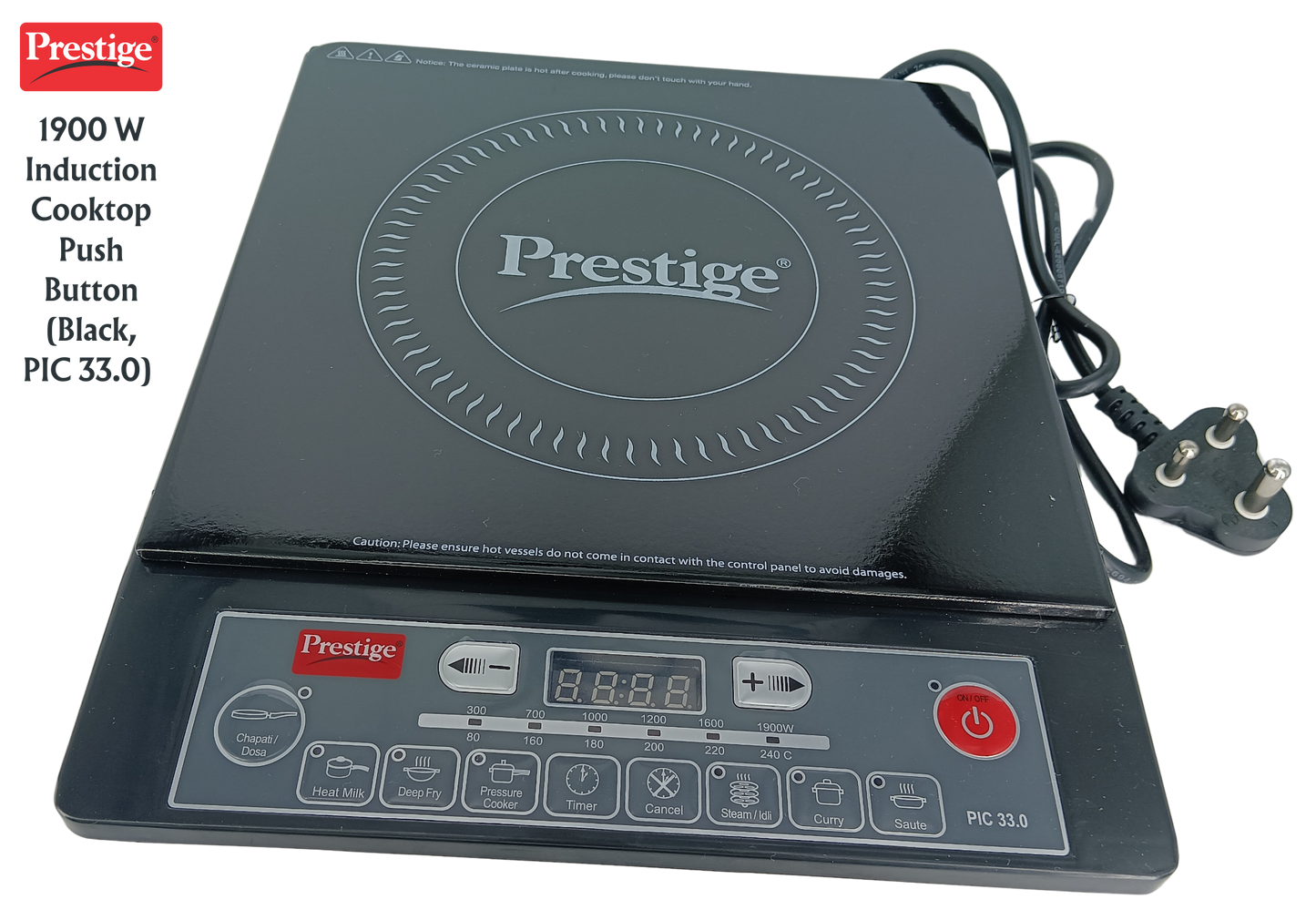 Prestige 1900 W Induction Cooktop Push Button (Black, PIC 33.0 with Unique Dual Heat Sensors & Indian Menu Options) - Premium Induction Cooktop from Prestige - Just Rs. 3499! Shop now at Surana Sons
