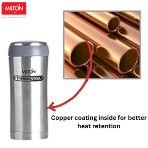 Milton Optima Thermosteel Hot and Cold Flask, Silver | Vacuum Insulated | Rust Proof | Leak Proof | Tea | Coffee | Juice
