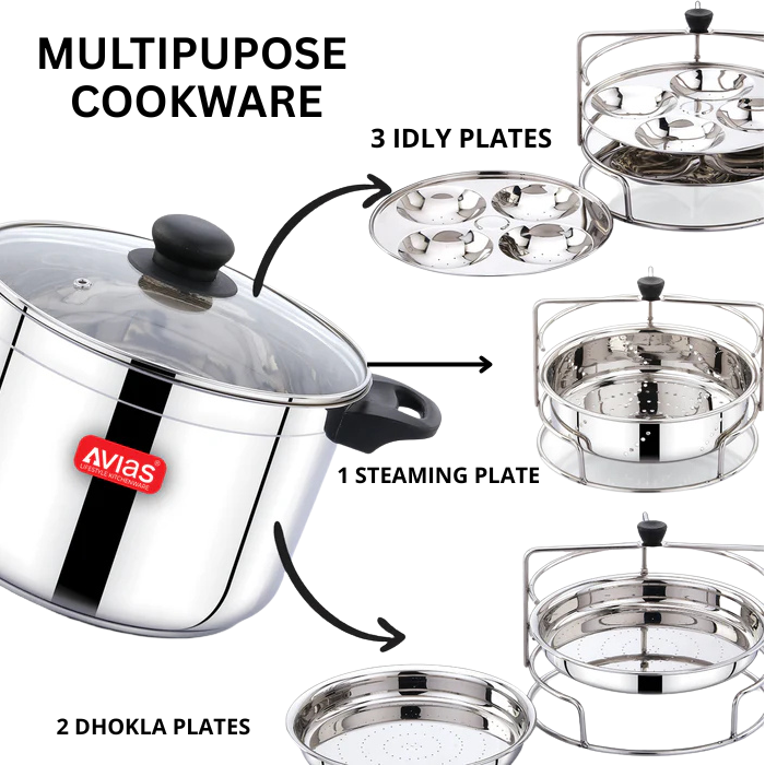 AVIAS Versa Multi-Pot | Multi Kadhai with Glass Lid | 5.6 Ltr