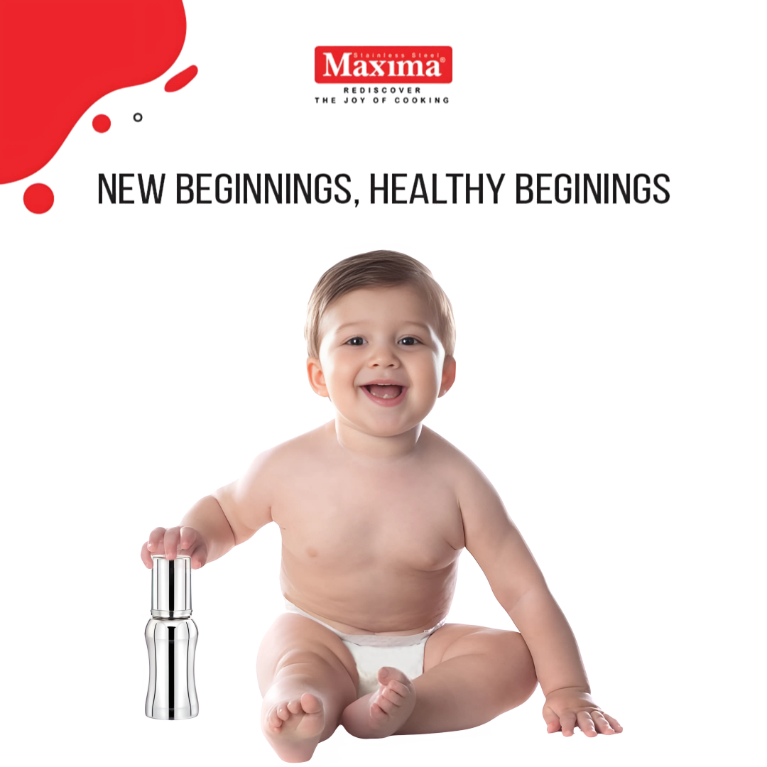 Maxima Amulya Stainless Steel Baby Feeding Bottle | 250 ML