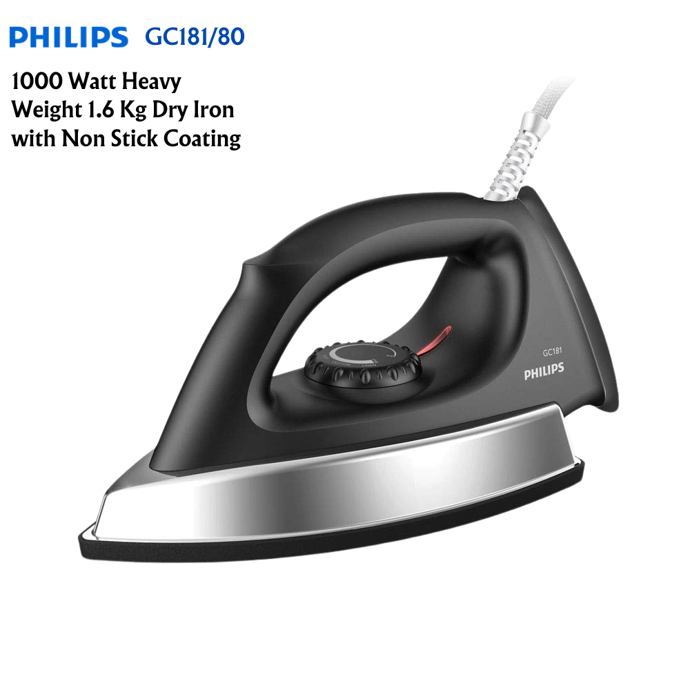 Philips GC 181 Heavy Weight 1000 Watt Non Stick Coated Sole Plate
