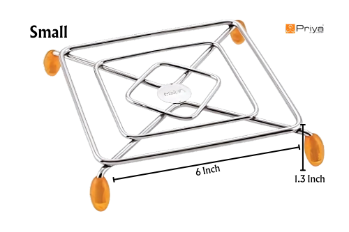 PRIYA Heavy Stainless Steel Premium Mirror Polish Hot Pot Stand | Strong & Durable | Set of 2