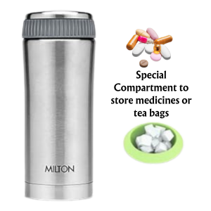 Milton Optima Thermosteel Hot and Cold Flask, Silver | Vacuum Insulated | Rust Proof | Leak Proof | Tea | Coffee | Juice