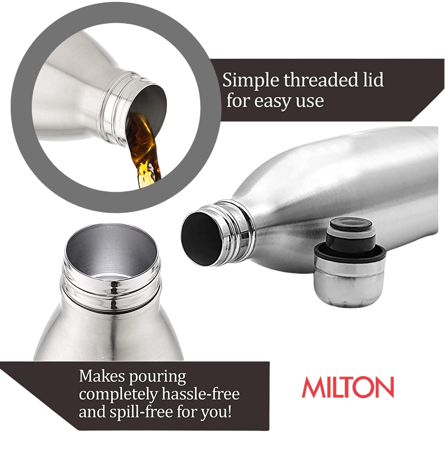 Milton Duo DLX 1500 Thermosteel 24 Hours Hot and Cold Water Bottle with Bag, 1 Piece, 1.5 Litre, Silver | Leak Proof - Premium Hot & Cold Steel Vacuum Bottles from Milton - Just Rs. 1619! Shop now at Surana Sons
