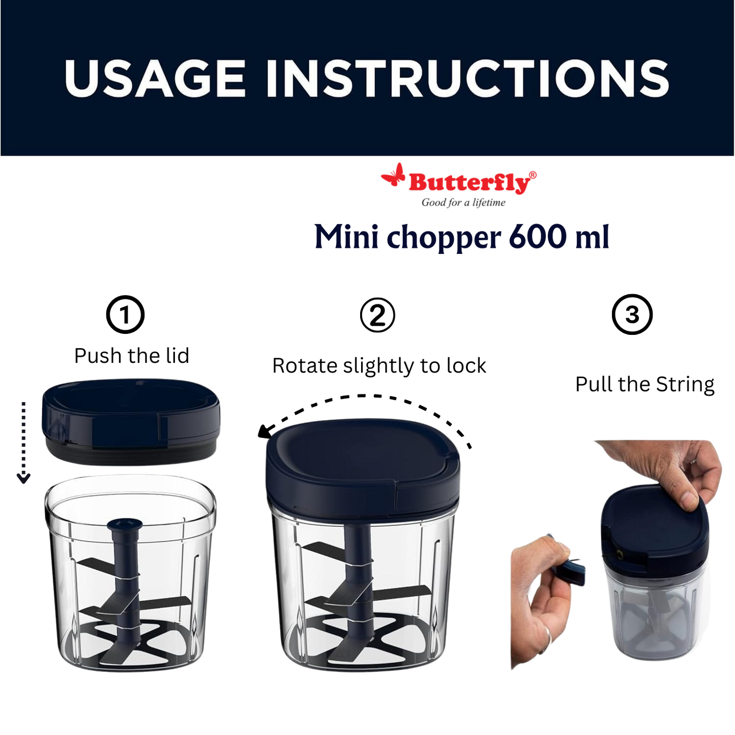 BUTTERFLY Premium chopper | Manual | Handy & easy to Use
