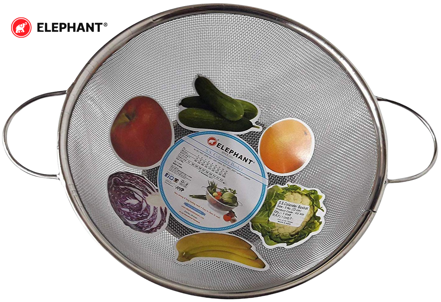 Stainless Steel Elephant Colander, Fruit, Vegetable Basket With Handle for Kitchen & Dining - Premium Fruit Basket SS from Elephant - Just Rs. 319! Shop now at Surana Sons